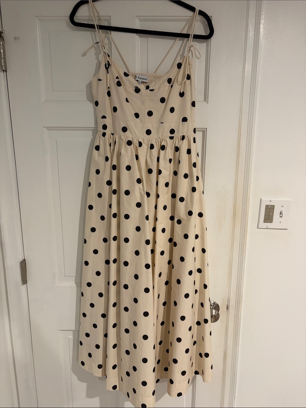 En Saison Cream Midi Dress with Black Polka Dots